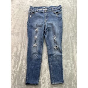 Old Navy Jeans Womens Plus Sz 14 Blue Mid Rise Rockstar Skinny Stretch Whiskered